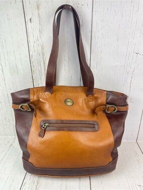 LAND Santa Fe Vaqueta Leather Vintage Zip Top Tote Bag
